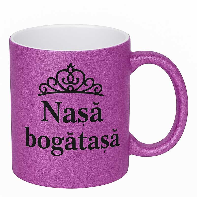 Cana roz cu sclipici personalizata - imagine 2