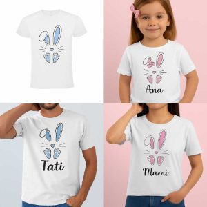 Tricouri aniversare, cu iepuras, personalizate cu text
