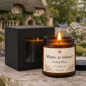 Lumanare parfumata "Mami, te iubesc!", personalizata cu numele tau