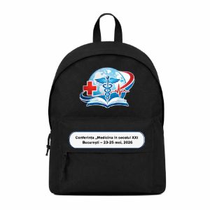 Rucsac personalizat pentru conferințe, cu logo și numele conferinței