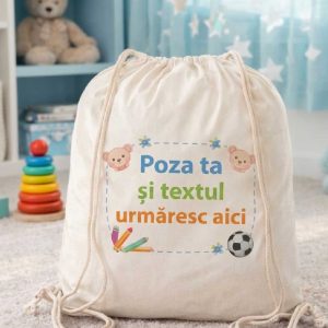 Rucsac personalizat cu fotografia și textul tău