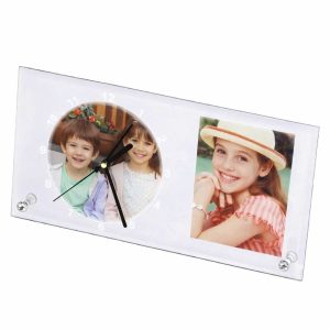 Ceas dreptunghiular din sticlă, personalizat cu fotografiile tale